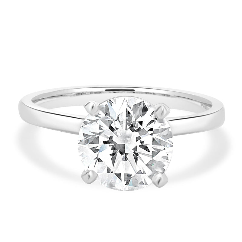 14 Karat White Gold Round Brilliant Cut Diamond Engagement Ring