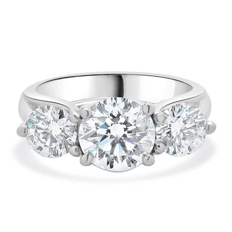 18 Karat White Gold Round Brilliant Cut Three Diamond Engagement Ring