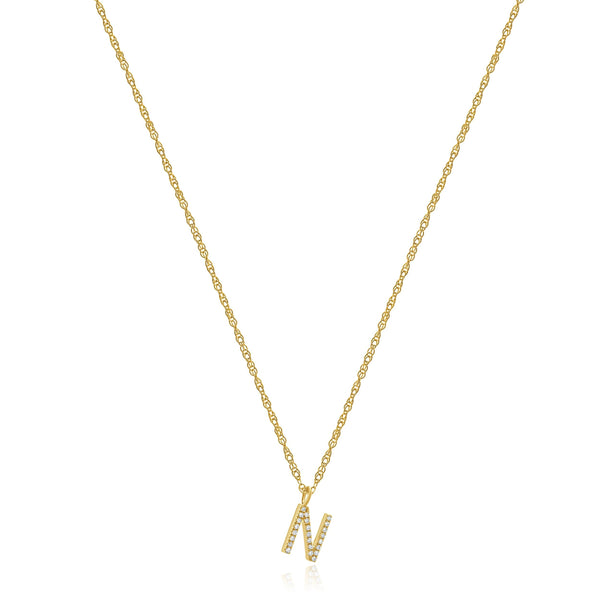 14 Karat Yellow Gold Diamond Initial N Necklace