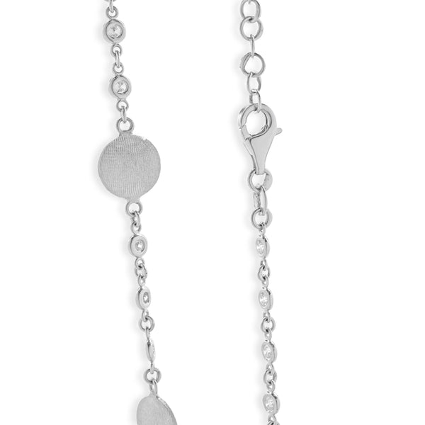 14 Karat White Gold Diamond By The Yard Gold Ball Necklace