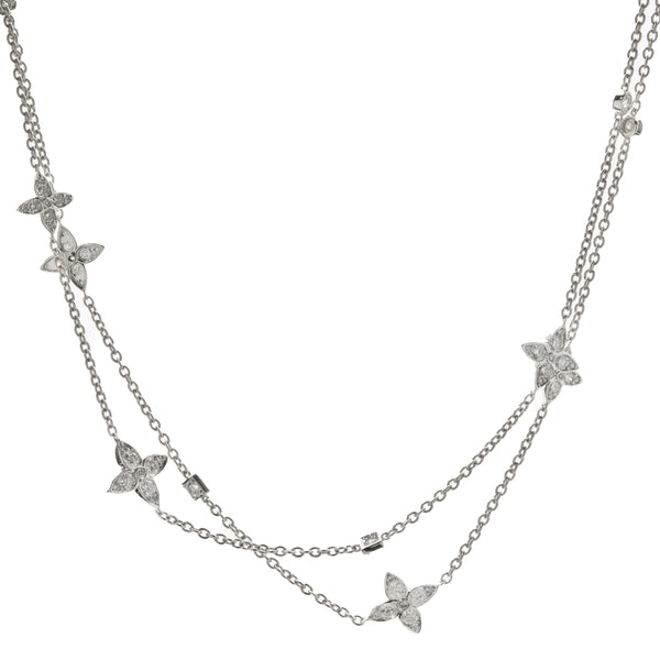 18 Karat White Gold Floral Diamonds By The Yard Necklace