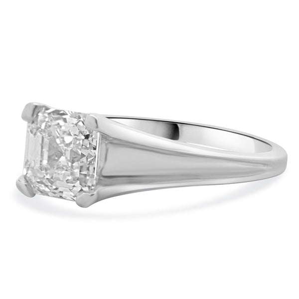 18 Karat White Gold Asscher Cut Diamond Engagement Ring