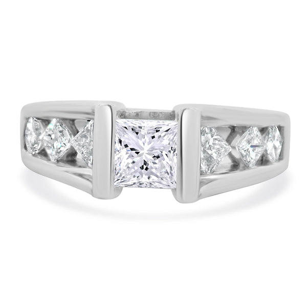 14 Karat White Gold Princess Cut Diamond Engagement Ring