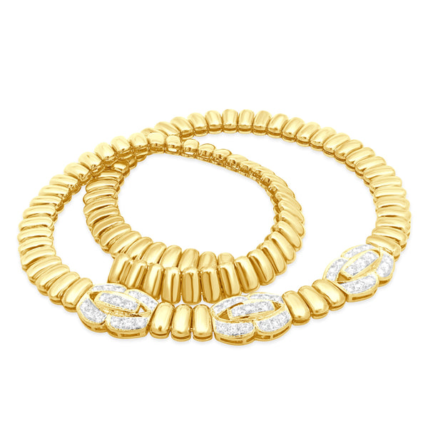 22 Karat Yellow Gold Link Style Diamond Collar Necklace