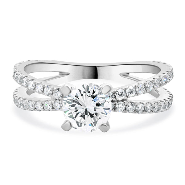 14 Karat White Gold Round Brilliant Cut Diamond Engagement Ring