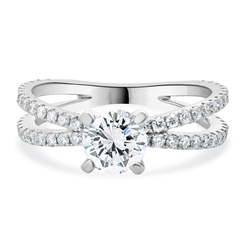 14 Karat White Gold Round Brilliant Cut Diamond Engagement Ring