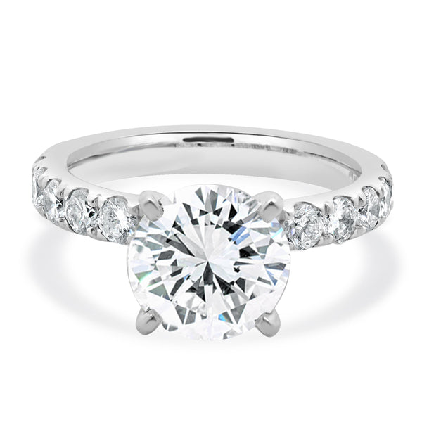 18 Karat White Gold Round Brilliant Cut Diamond Engagement Ring
