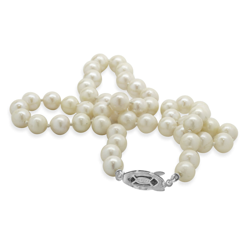 Cream 7MM Pearl Necklace with Sterling Silver Clasp