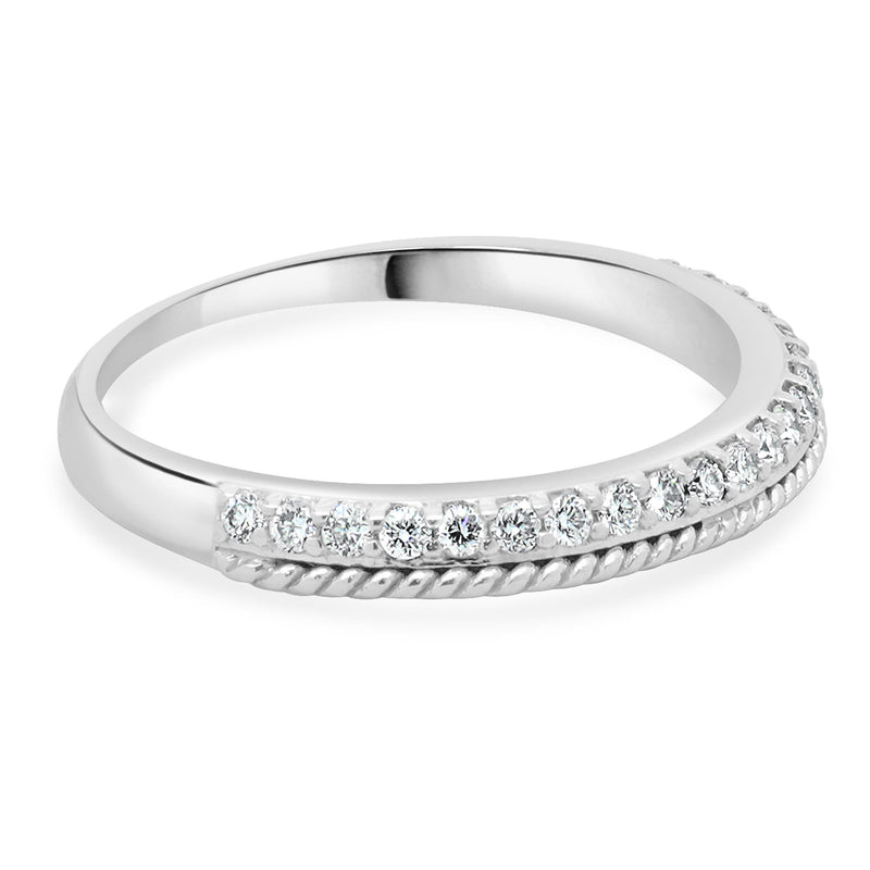 14 Karat White Gold Round Brilliant Cut Diamond Band