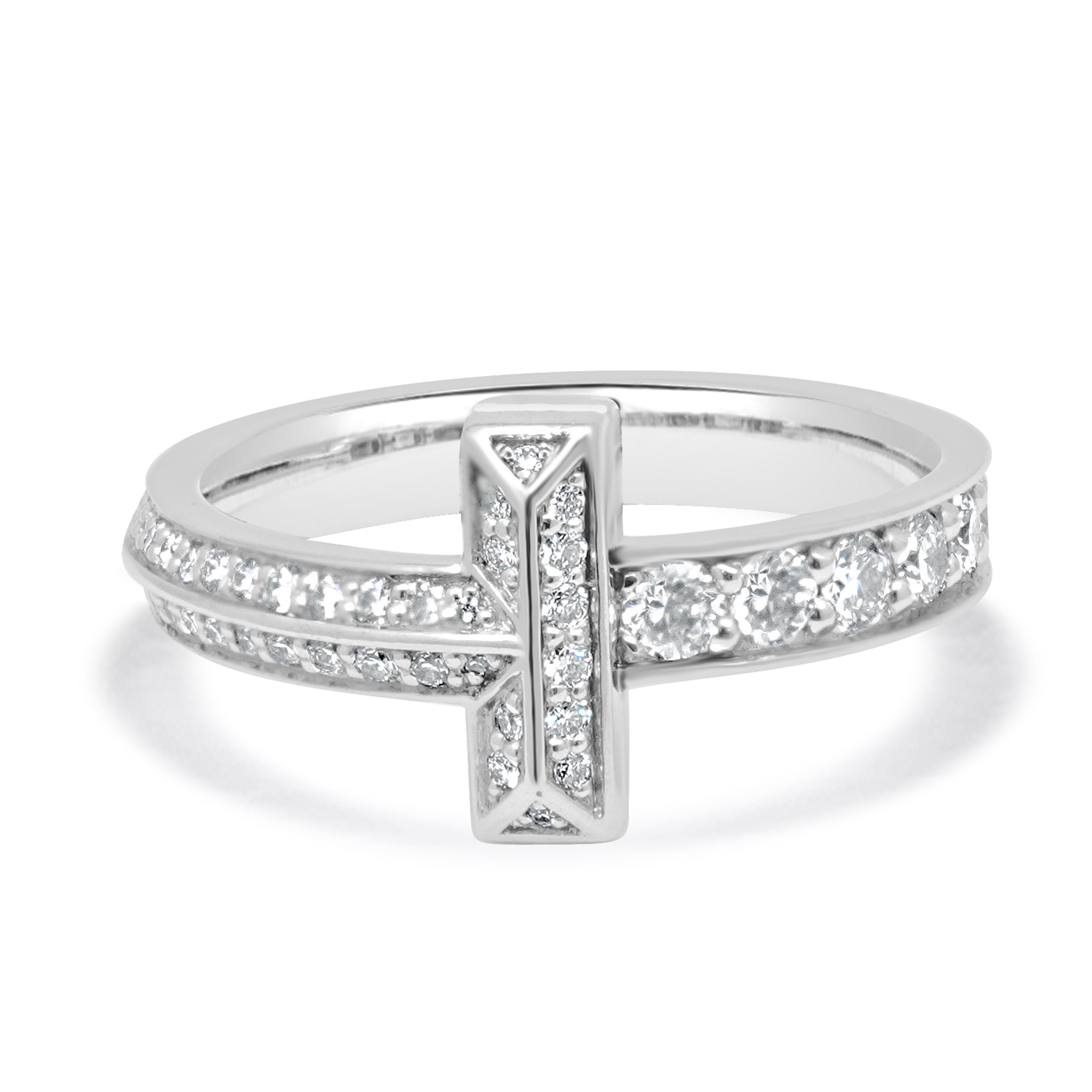 T Rings Pinterest Tiffany & Co. 18 Karat White Gold Diamond T Ring – E.D. Marshall Jewelers™