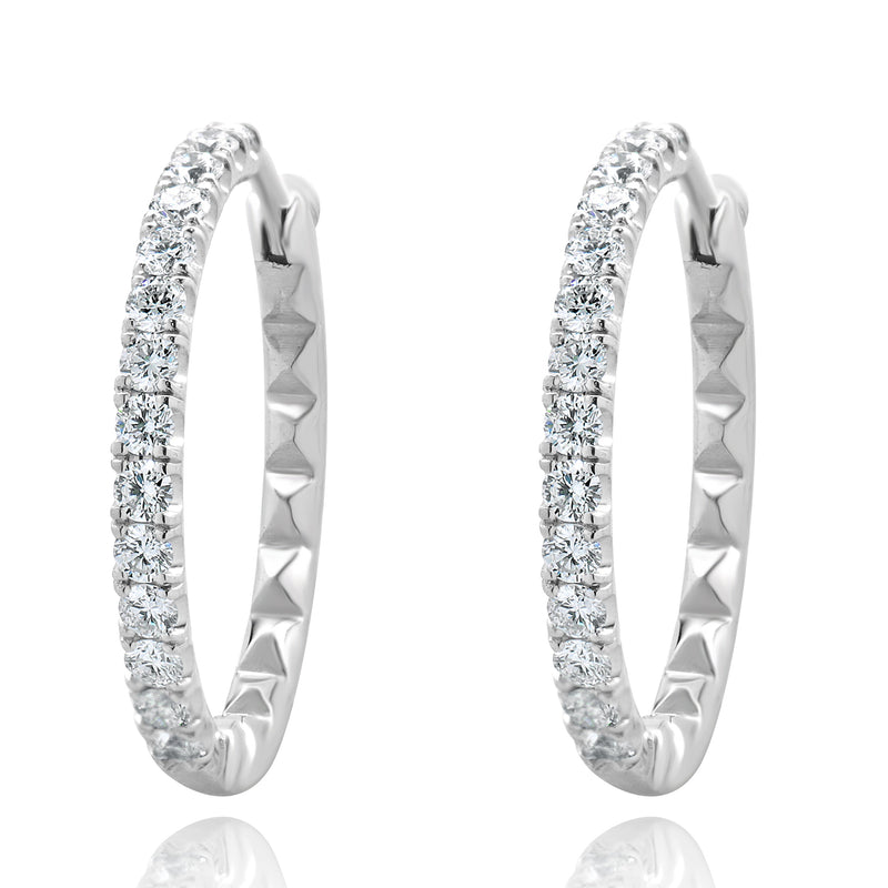 Roberto Coin 18 Karat White Gold Small Diamond Hoop Earrings