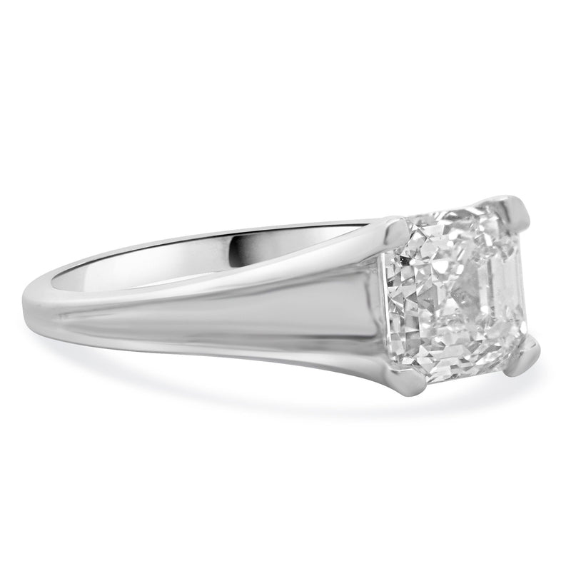 18 Karat White Gold Asscher Cut Diamond Engagement Ring