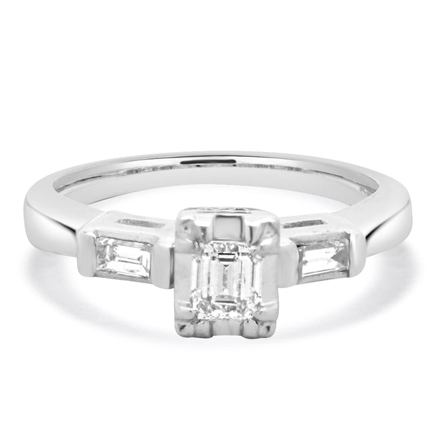 Platinum Emerald Cut Diamond Engagement Ring