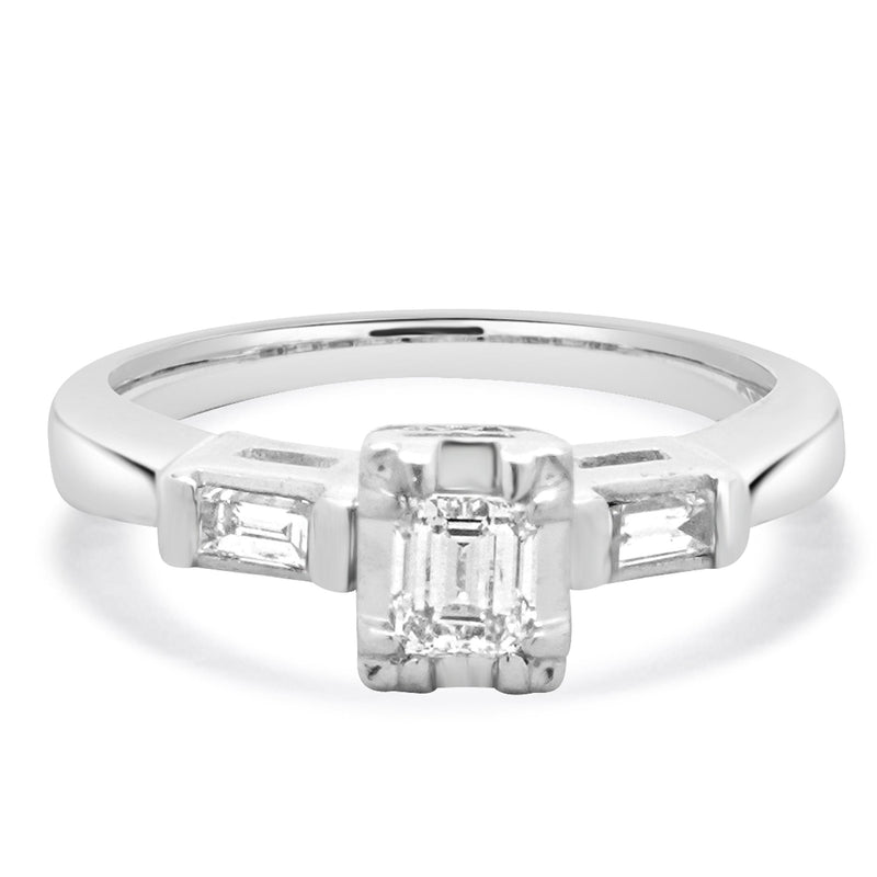 Platinum Emerald Cut Diamond Engagement Ring