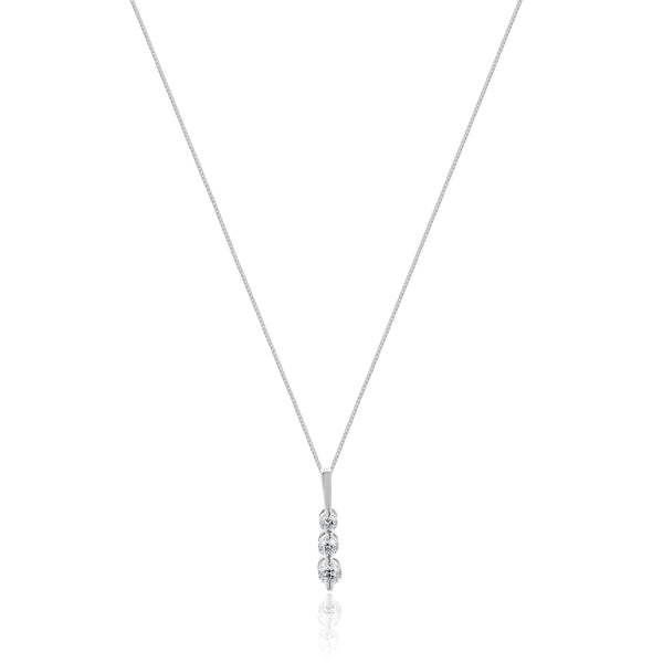 10 Karat White Gold Diamond Graduated Journey Necklace