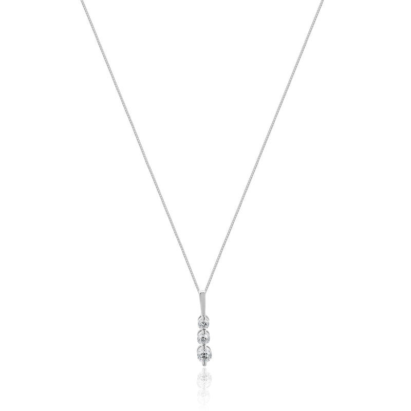 10 Karat White Gold Diamond Graduated Journey Necklace