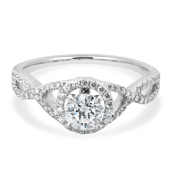 14 Karat White Gold Round Diamond Engagement Ring